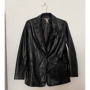 Size S Faux Black Leather Sans Souci Blazer